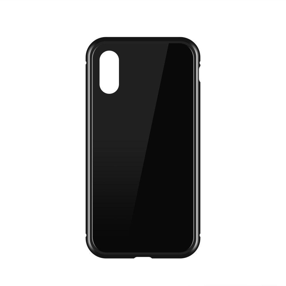 Obal iPhone X/XS černo-transparentní  s magnetickým rámečkem 360°