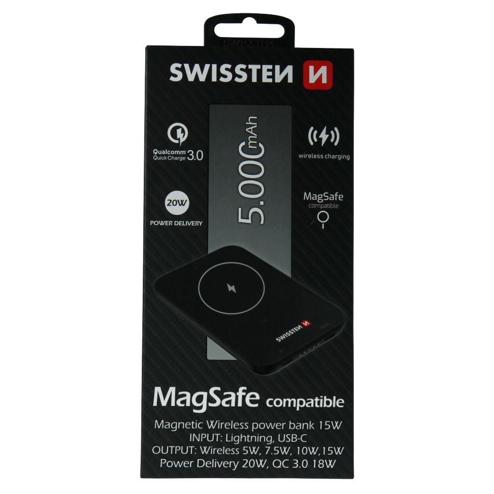 Swissten powerbanka iPhone Magsafe 5000 mAh s bezdrátovým nabíjením s výkonem až 15W