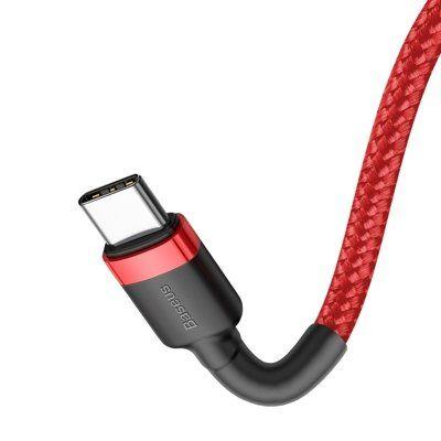 Nylonový kabel Baseus USB-C PD / USB-C PD PD2.0 60W 20V 3A QC3.0 2M červený (CATKLF-H09)