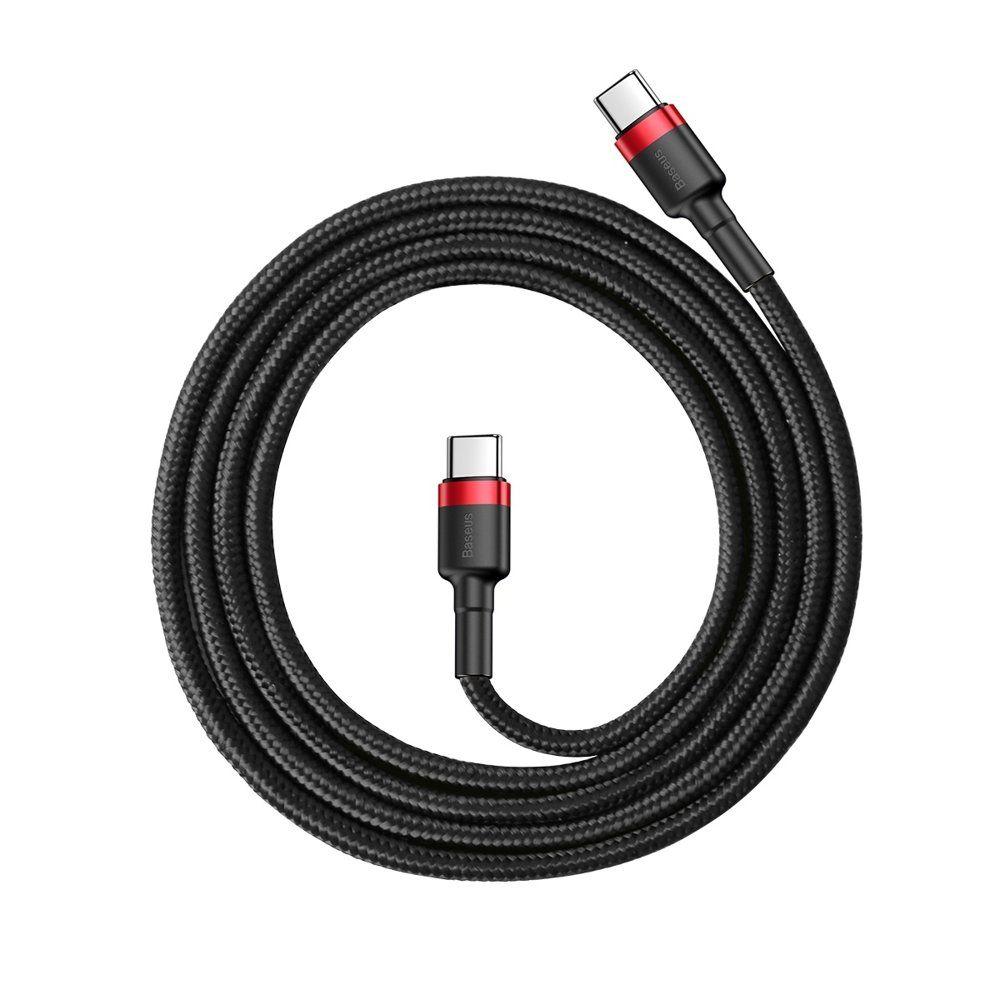 Baseus Cafule Cable Durable Nylon Braided Wire USB-C PD / USB-C PD PD2.0 60W 20V 3A QC3.0 1M black-red (CATKLF-G91)