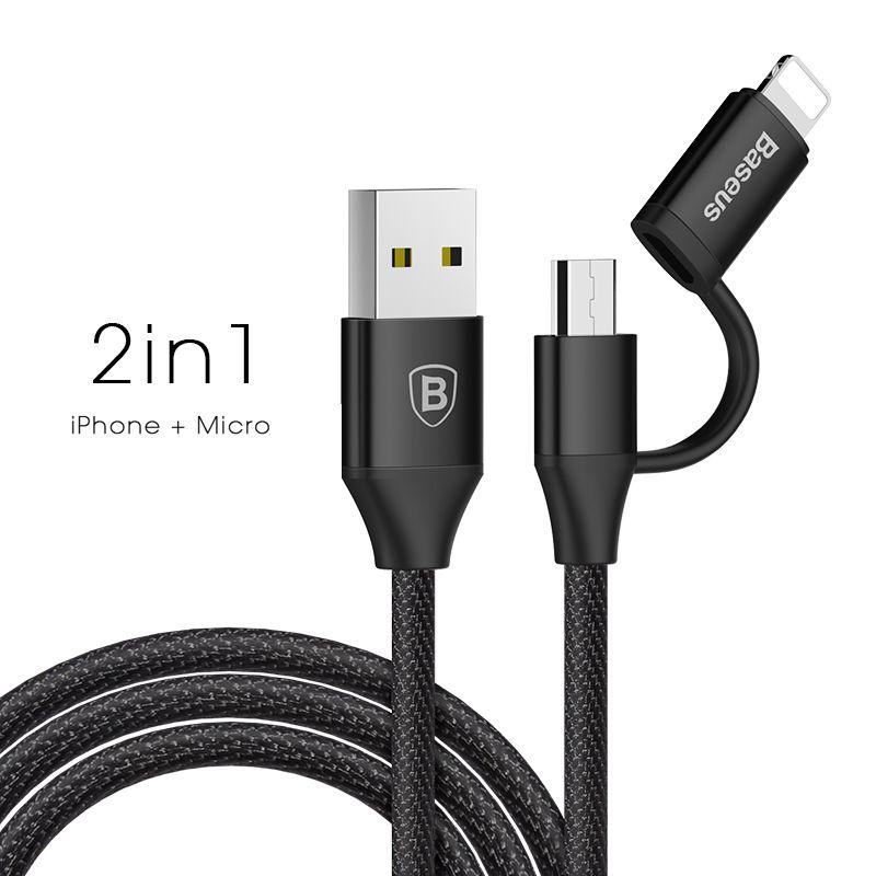 Cable USB Baseus Yiven 2w1 (micro/iPhone) 1m black