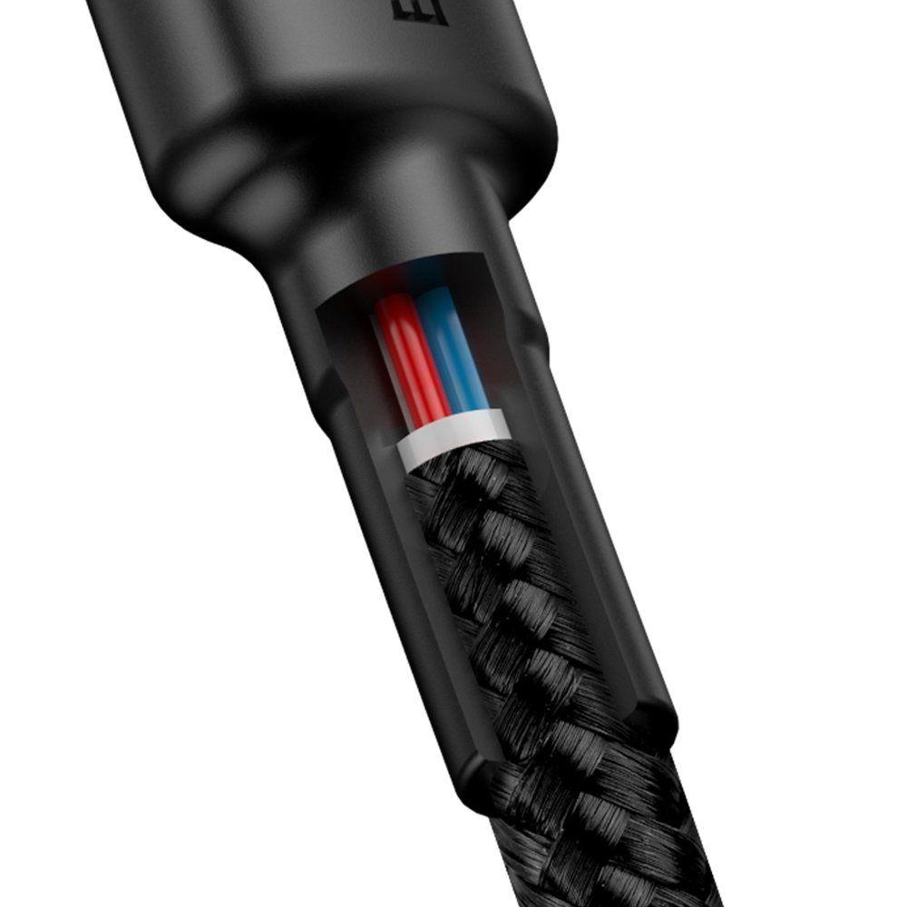 Baseus Cafule Cable wytrzymały nylonowy kabel przewód USB-C PD / USB-C PD PD2.0 60W 20V 3A QC3.0 1M czarny-czerwony (CATKLF-G91)