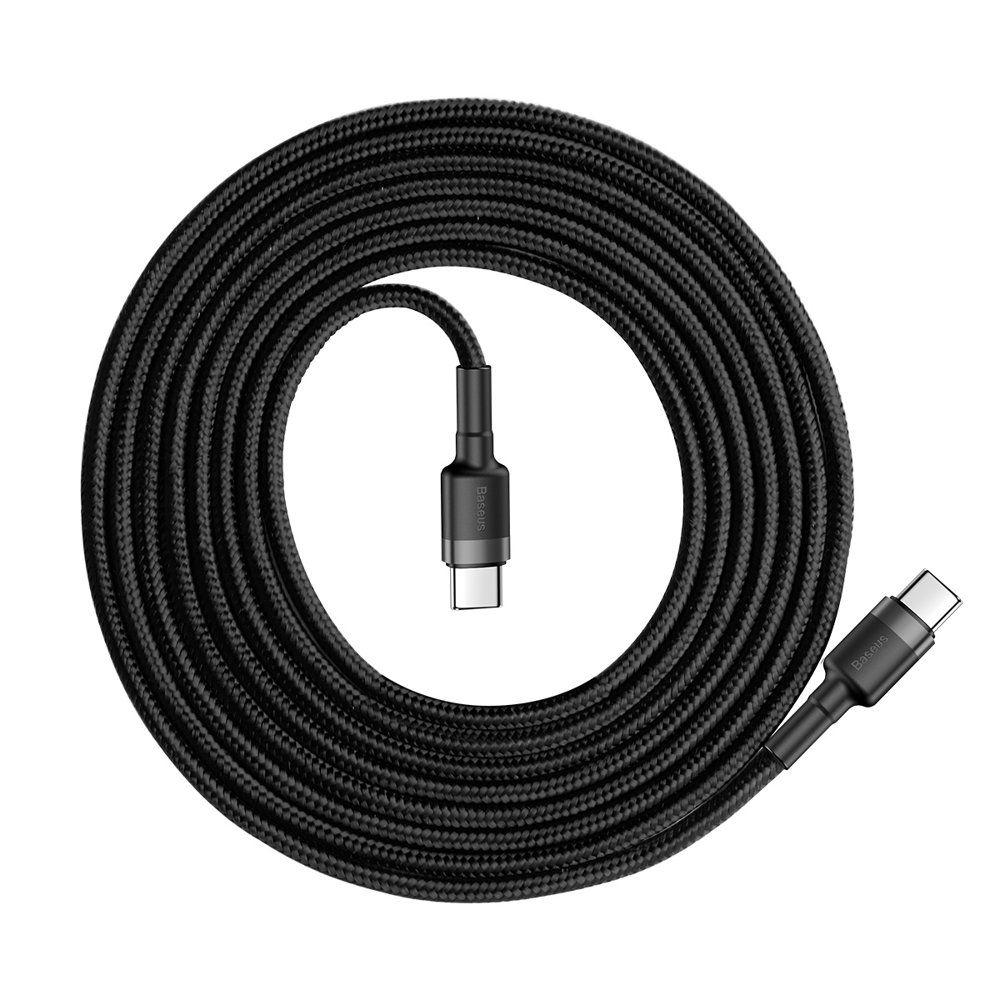 Baseus Cafule Cable wytrzymały nylonowy kabel przewód USB-C PD / USB-C PD PD2.0 60W 20V 3A QC3.0 2M czarno-szary (CATKLF-HG1)