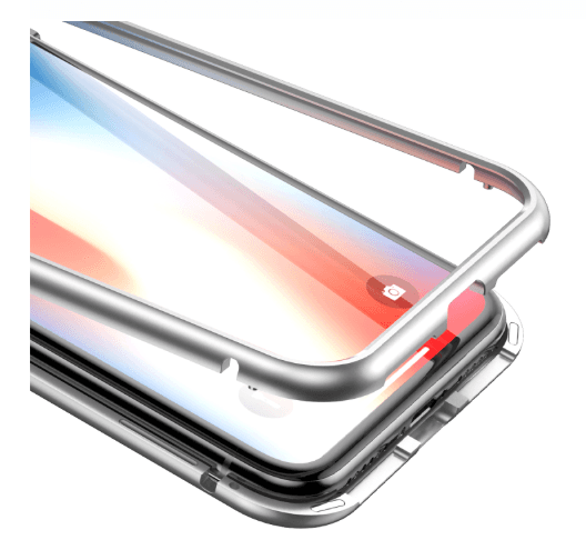 Obal s magnetickým rámečkem iPhone X stříbrný Baseus