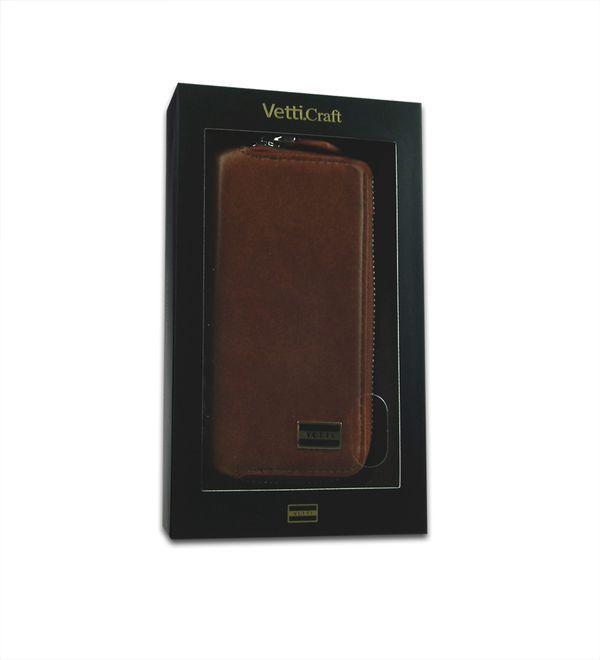 Genuine Leather Wallet + Book Case Vetti Samsung S6 G920 Brown