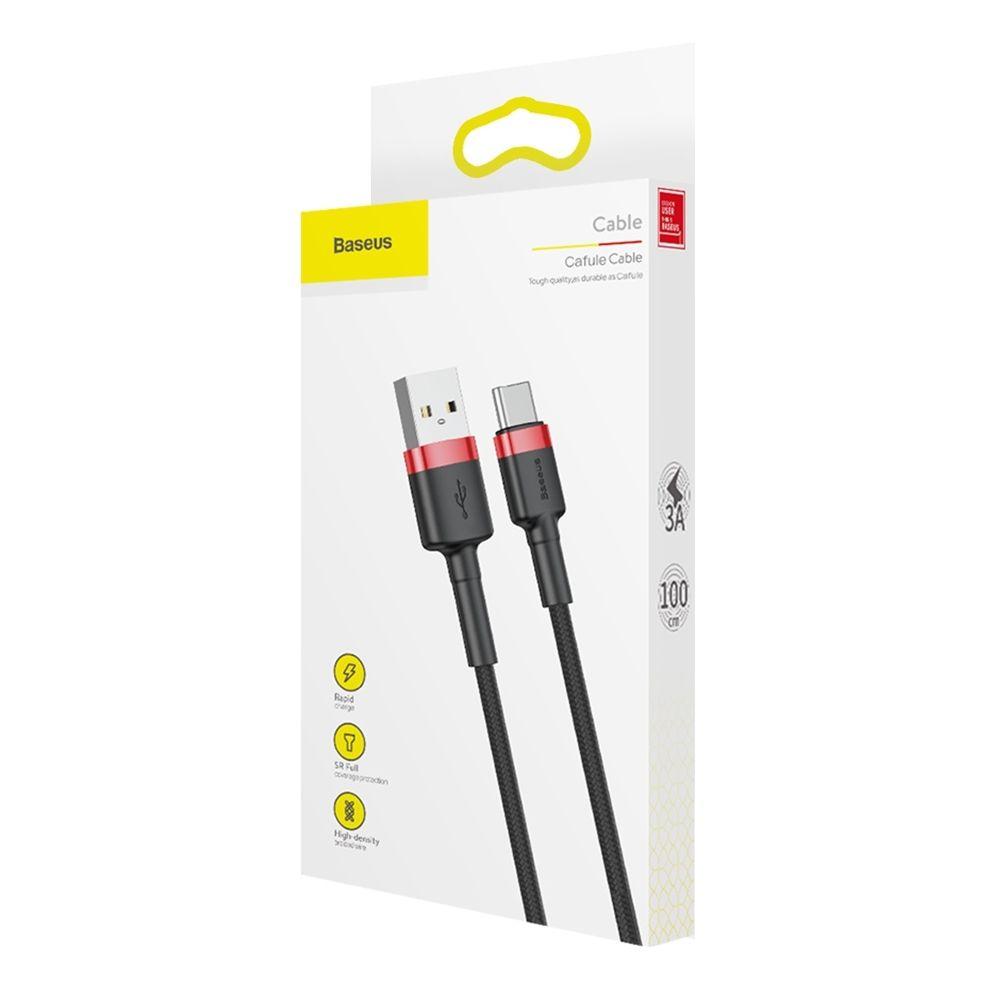 Kabel Baseus Cafule odolný nylonový kabel USB / USB-C QC3.0 3A 1M černo-červený Catklf-B91