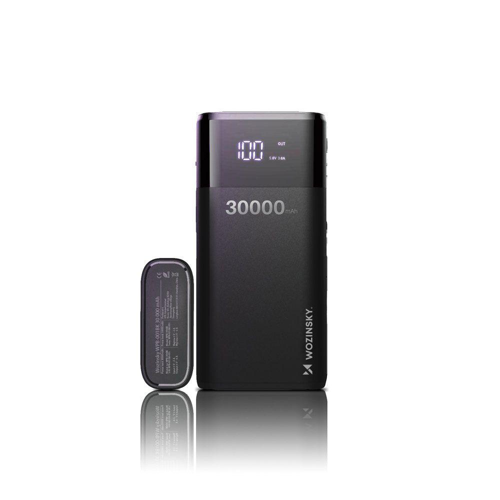 Wozinsky power bank 30000mAh 4 x USB with LCD display 4 A black