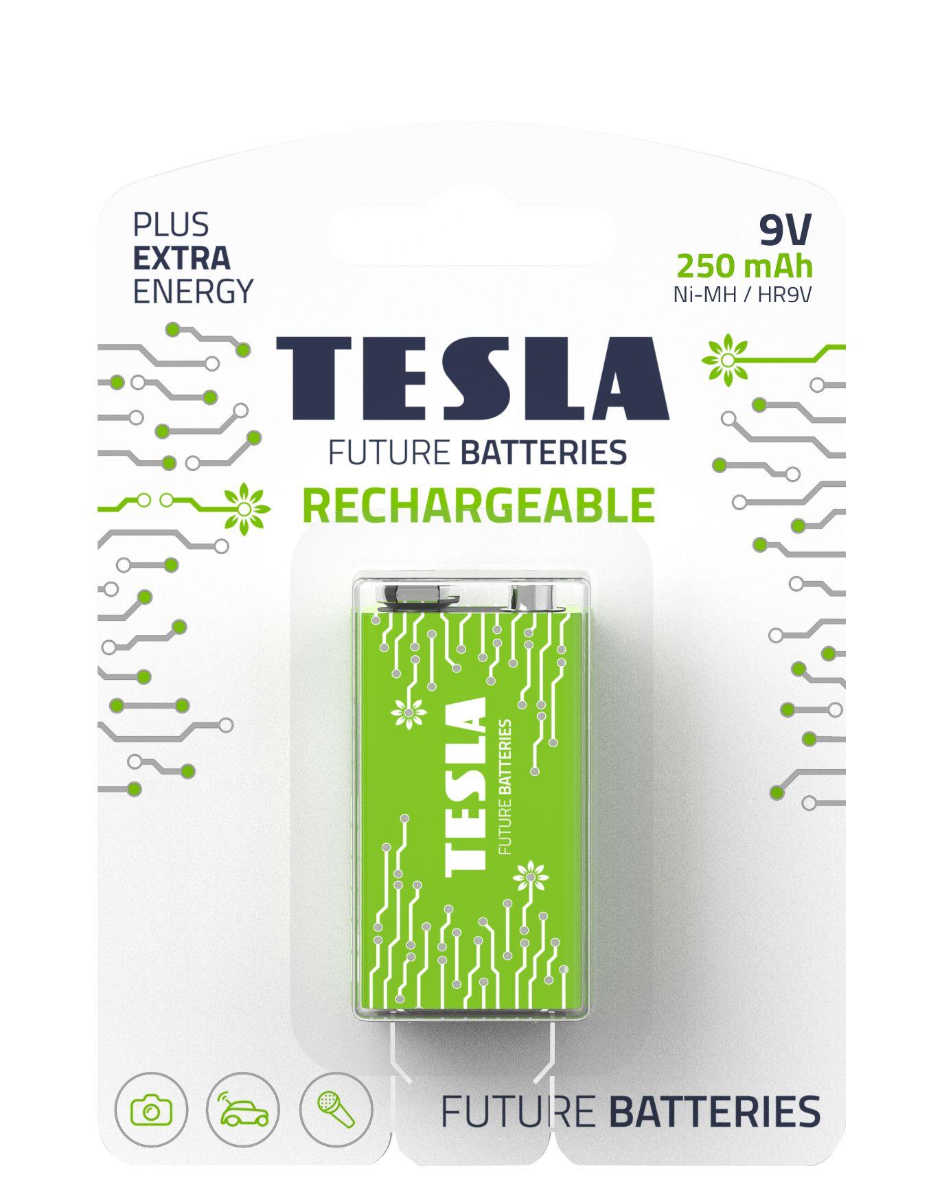 Rechargeable battery TESLA 9V/niMH/250mAh 1pcs