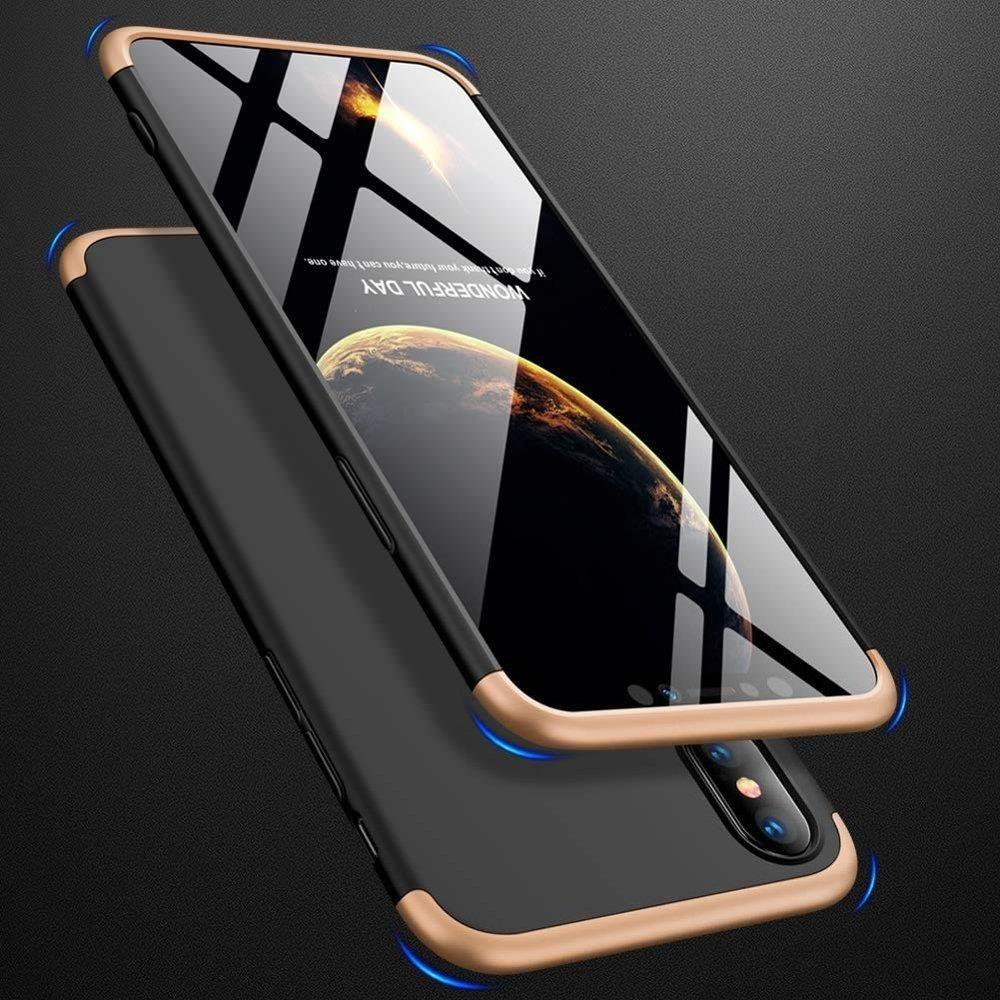 Etui 360 na całą obudowę przód + tył iPhone XS Max czarno-złoty (logo hole)