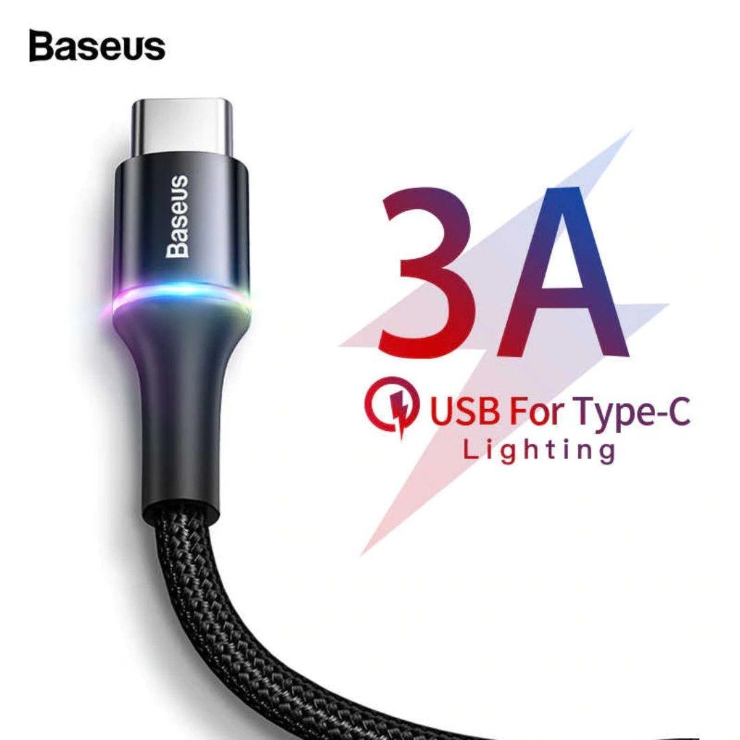 Kabel Baseus USB TYP C 2A 2M Halo Data LED czarny ( CATGH-C01 )