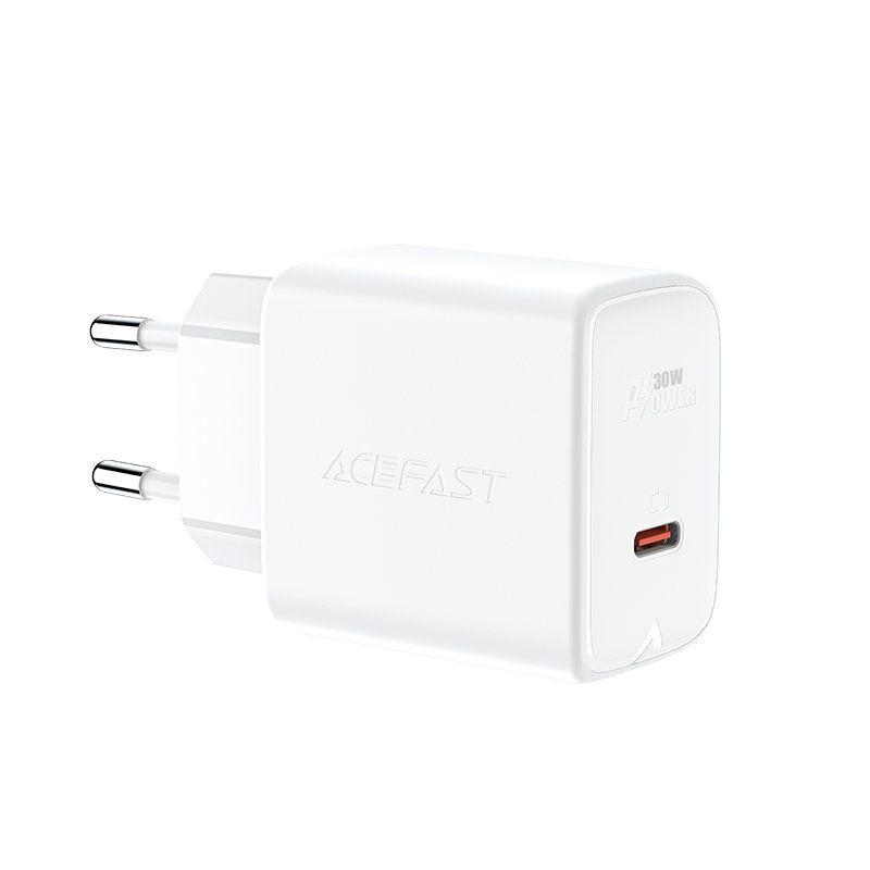 Acefast charger GaN USB Type C 30W, PD, QC 3.0, AFC, FCP white