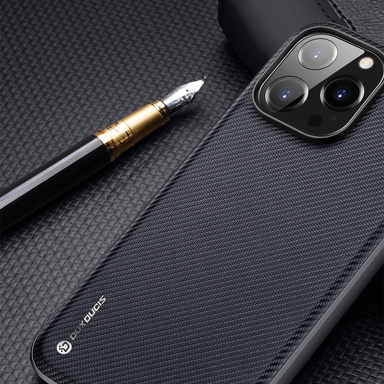 Obal iPhone 14 Pro Max černý Dux Ducis Fino s nylonovým povrchem