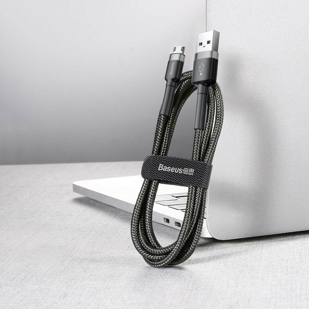 Baseus Cafule Cable Durable Nylon Braided Wire USB / micro USB QC3.0 2.4A 0,5M black-grey (CAMKLF-AG1)