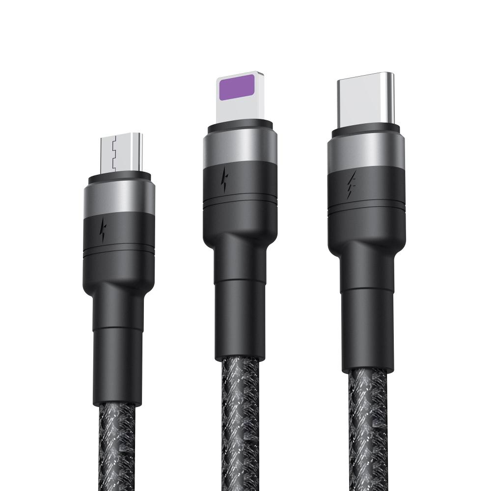 XO cable NB-Q191 3w1 USB - Lightning + USB-C + microUSB 1,2 m 40W black