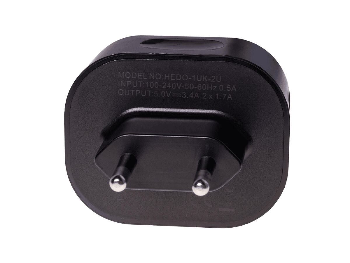 Adapter travel charger USB HEDO 2xUSB 3,4A - black (original)