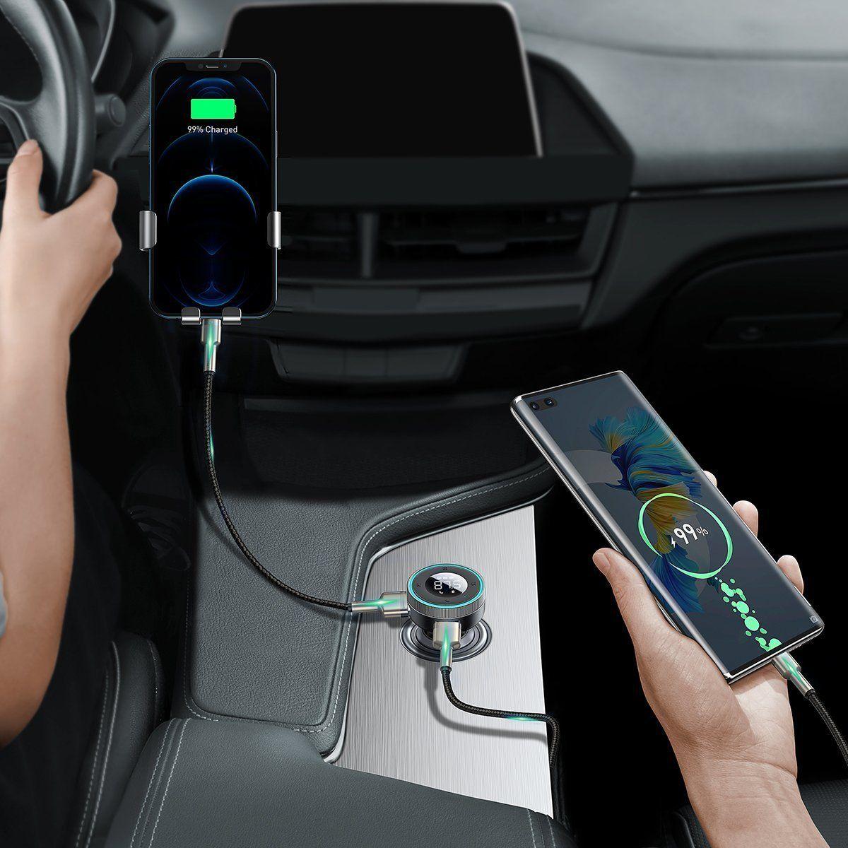 Baseus Enjoy Car Wireless MP3 Charger, Bluetooth 5.0, microSD, AUX (black)