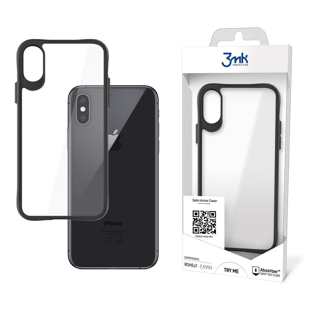 3MK Obal iPhone X - Xs Satin Armor Case+ transparentní s černým rámečkem