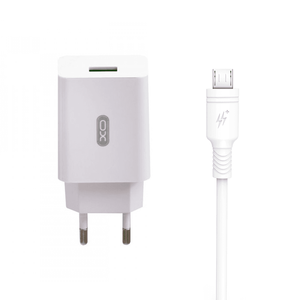 XO ładowarka sieciowa L36 QC 3.0 18W 1x USB biała + kabel micro USB