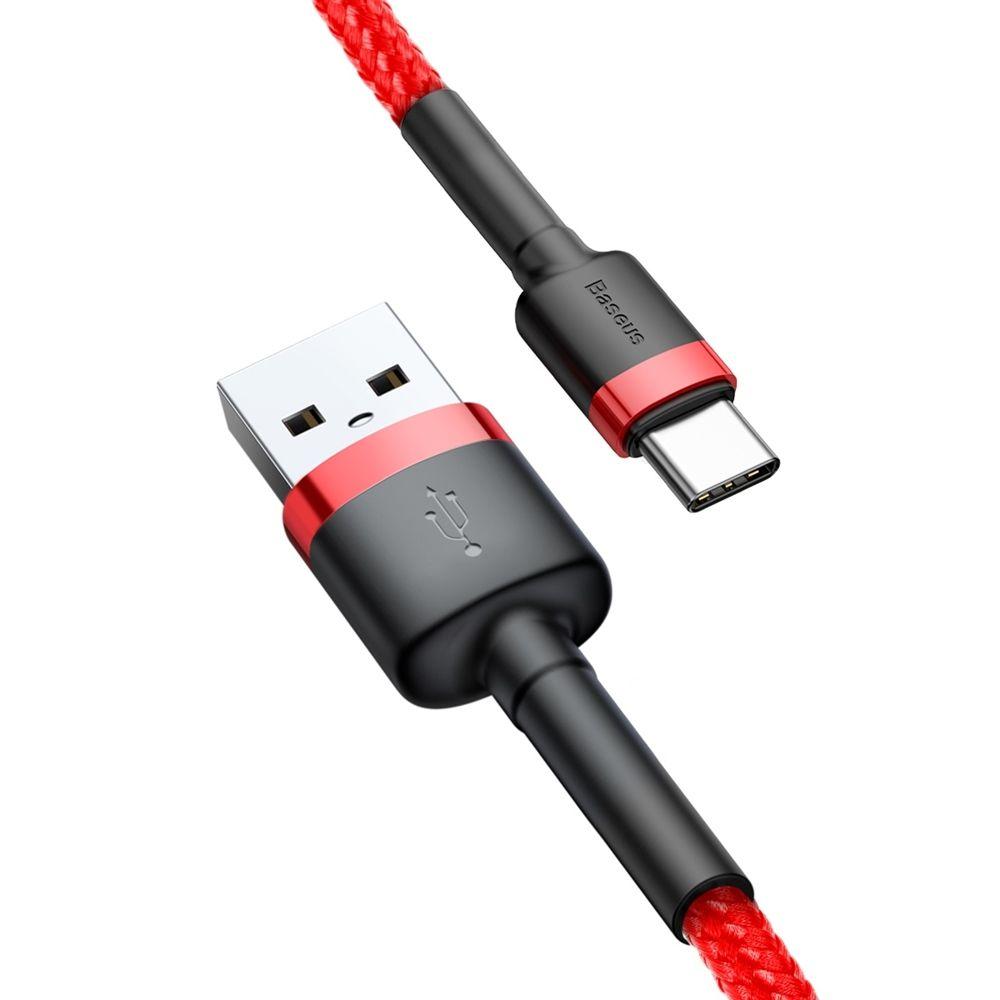 Baseus Cafule kabel odolný nylonový kabel USB / USB-C QC3.0 2A 2M červený CATKLF-C09