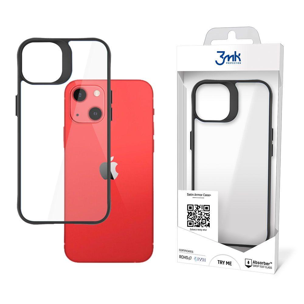 3MK Obal iPhone 13 Satin Armor Case+ transparentní s černým rámečkem