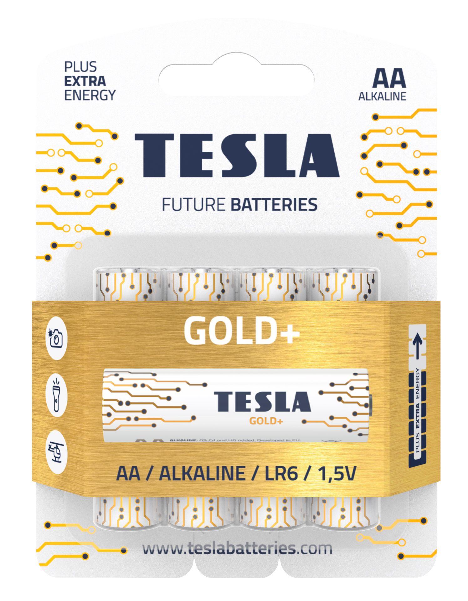 Alkaline batteries TESLA AA/LR6/1,5V 4pcs GOLD+