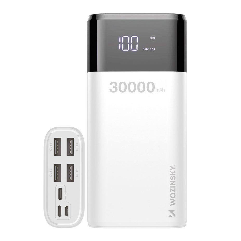 Wozinsky power bank 30000mAh 4 x USB z wyświetlaczem LCD 4 A biały