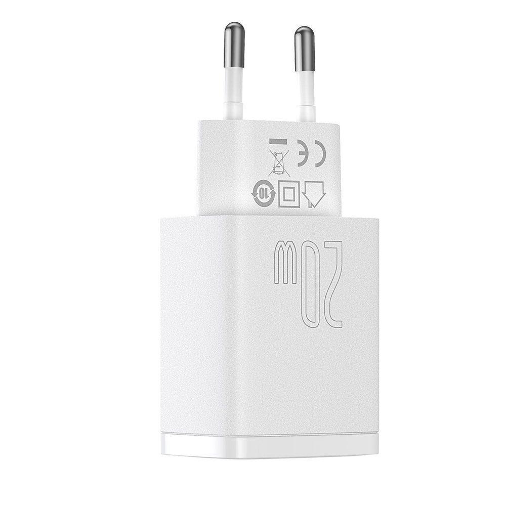 Baseus Compact szybka ładowarka sieciowa USB / USB Typ C 20W 3A Power Delivery Quick Charge 3.0 biała (CCXJ-B02)