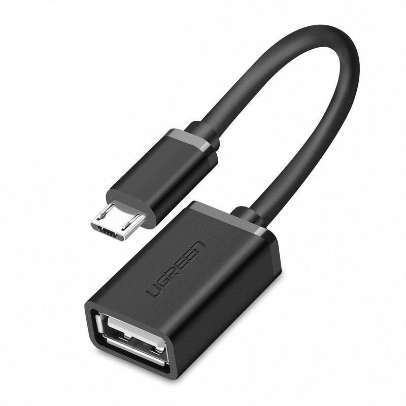 UGREEN kabel adapter przejściówka OTG USB (żeński) - micro USB (męski) 12 cm USB 2.0 480 Mbps czarny (US133 10396)