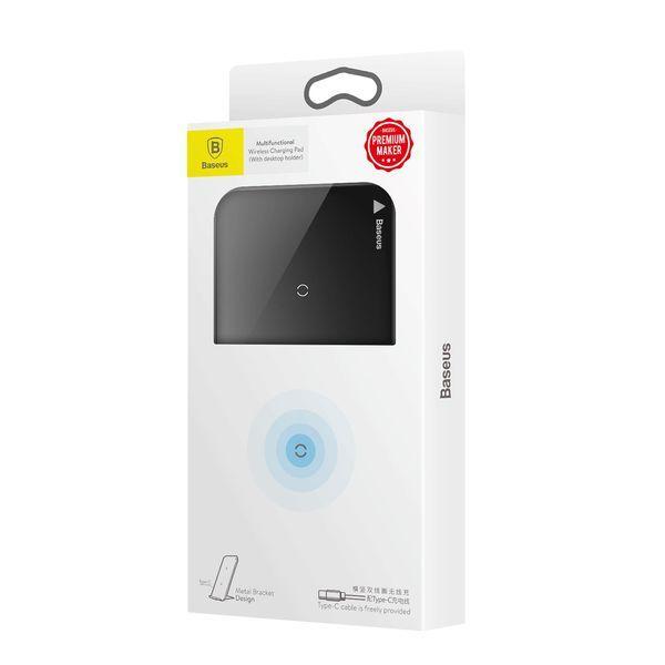 Fast Qi Wireless Charger Baseus + Stand black