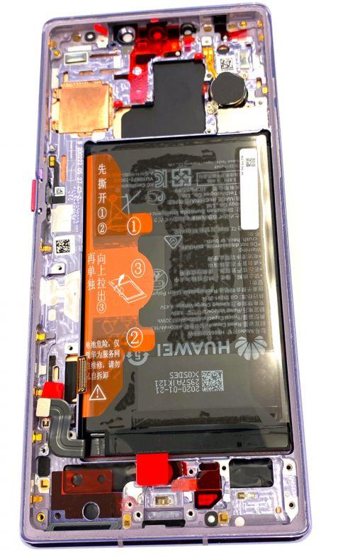 Originál přední panel LCD + Dotyková vrstva s baterii Huawei Mate 30 Pro stříbrná
