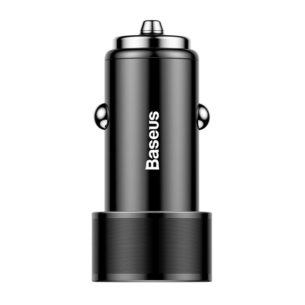 Baseus Small Screw 3.4A inteligentna ładowarka samochodowa 2x USB + kabel USB Typ-C 1m 2A czarny (TZXLD-B01)
