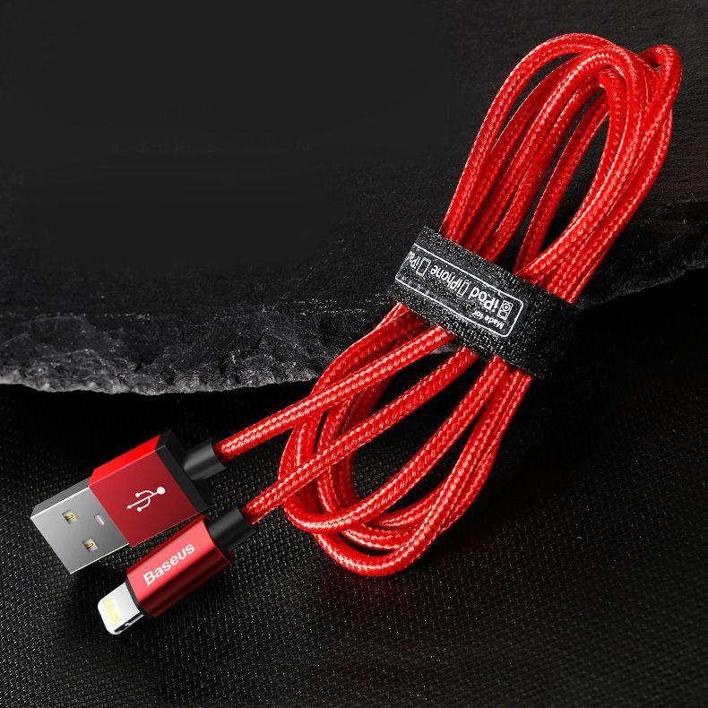 USB kabel iPhone Lightning Baseus Rui 2,4A 1m červený