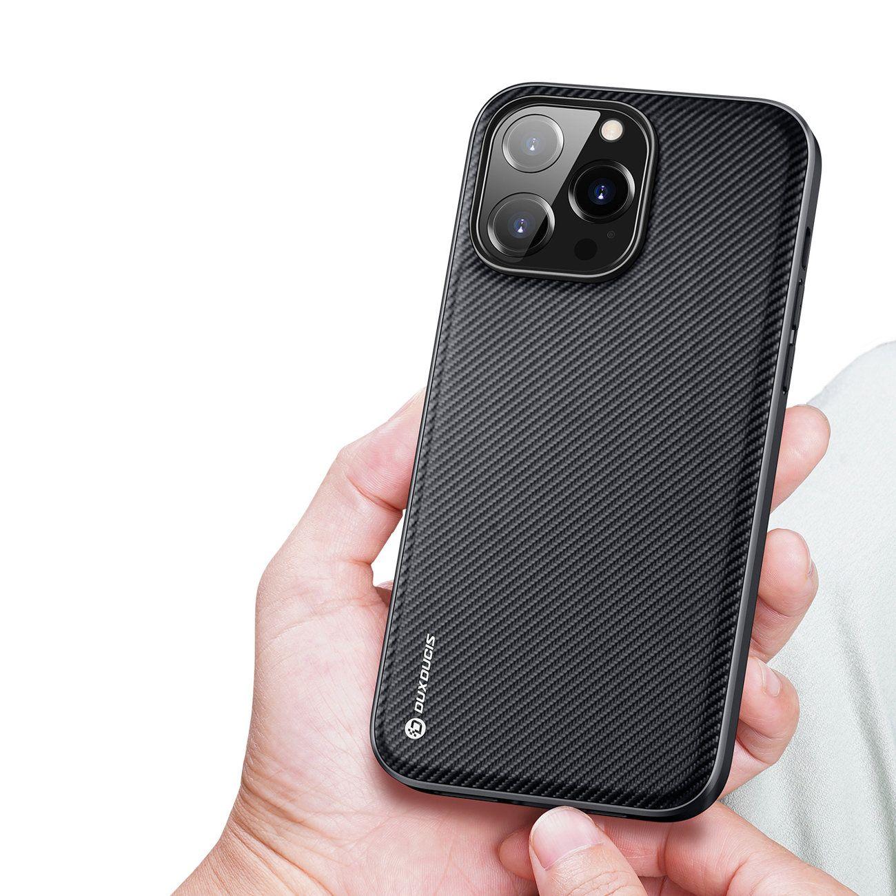 Obal iPhone 14 Pro Max černý Dux Ducis Fino s nylonovým povrchem