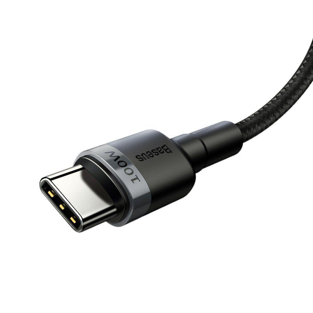Baseus Cafule Cable wytrzymaly nylonowy kabel przewód USB Typ C Power Delivery 2.0 100W 20V 5A 2m szary (CATKLF-ALG1)