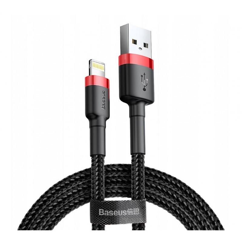 Baseus Cafule Cable Durable Nylon Braided Wire USB / Lightning QC3.0 1.5A 2M black-red (CALKLF-C19)