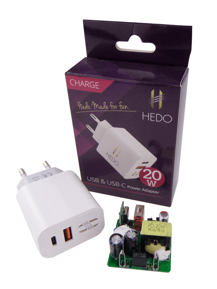charge adapter Hedo USB PD+ QC 3.0 (20W)- white