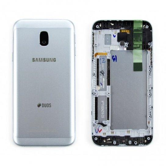 Oryginalny korpus / klapka baterii Samsung SM-J330 Galaxy J3 2017 srebrna / niebieska