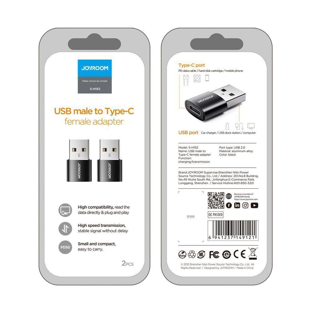 Joyroom adapter przejściówka z USB Typ C (żeński) na USB (męski) czarny (S-H152 Black)