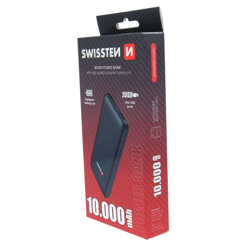 Swissten works powerbanka 10000 mAh s micro USB vstupem a dvěma USB výstupy