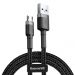 CAMKLF-AG1 - Baseus Cafule Cable wytrzymały nylonowy kabel przewód USB / micro USB QC3.0 2.4A 0,5M czarno-szary (CAMKLF-AG1)