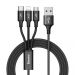 CAMLT-SU01 - Baseus Rapid kabel 3w1 USB - micro USB / Lightning / USB-C w nylonowym oplocie 3A 1,2M czarny (CAMLT-SU01)