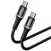 CATGH-J01 - Baseus Halo kabel USB Typ C / USB Typ C PD Power Delivery 2.0 60W 20V 3A 1m z diodą LED czarny (CATGH-J01)