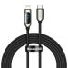 CATLSK-A01 - Baseus kabel do szybkiego ładowania USB Typ C - Lightning 20W Power Delivery z wyświetlaczem ekranem miernik mocy 2m czarny (CATLSK-A01)