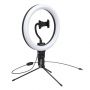 CRZB10-A01 - Baseus fotograficzna lampa 10'' ring flash pierścień LED do telefonu smartfona do zdjęć selfie filmów (YouTube, TikTok) + mini statyw czarny (CRZB10-A01)