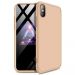Etui 360 na całą obudowę przód + tył iPhone XS Max złoty (logo hole)