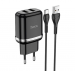 HOCO Ładowarka sieciowa - 12W (2.4A) 2x USB wtyczka + kabel Typ C N4 zestaw czarny