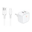 Ładowarka sieciowa JELLICO - C2 2.4A 2 x USB + kabel USB-C biała